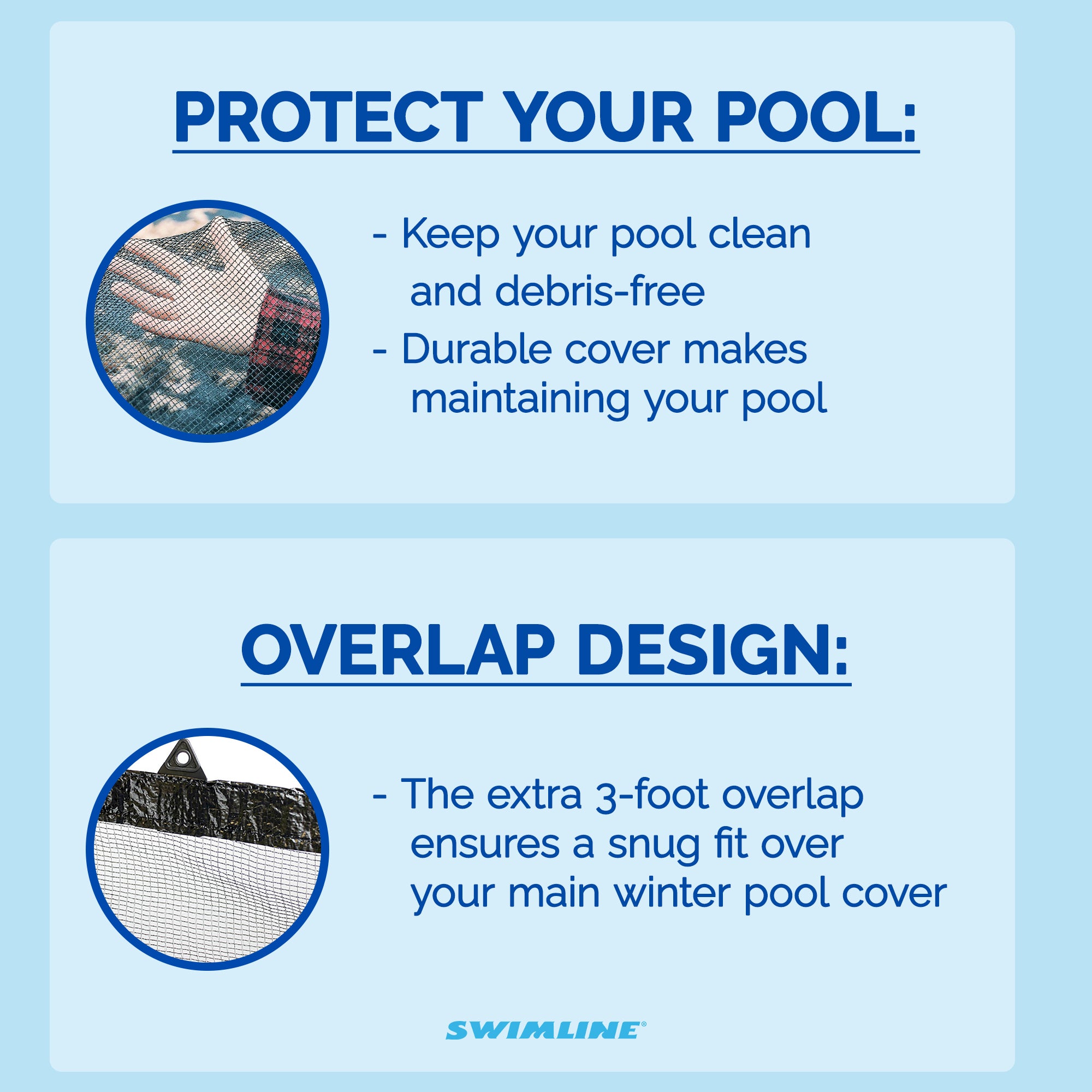 Swimline 18' Round Above Ground Pool Leaf Net + Closing Air Pillow + Pool Cover
