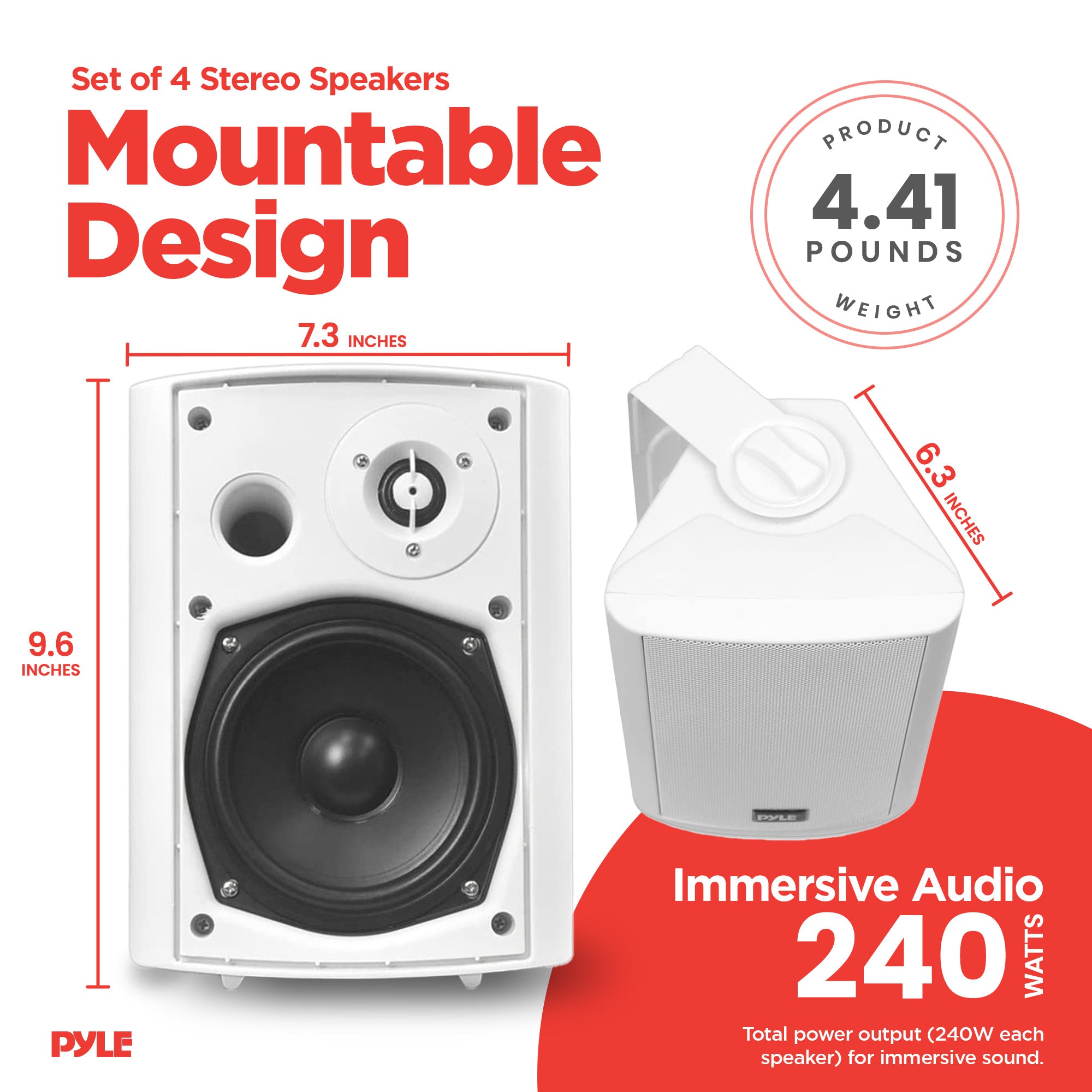 Pyle PDWR51BTWT Bluetooth Indoor Outdoor 5.25 In Speaker System, White (4 Pack) - VMInnovations