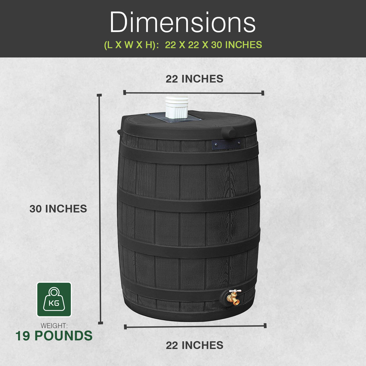 Good Ideas Rain Wizard 50 Gallon Plastic Rain Barrel with Brass Spigot (3 Pack)