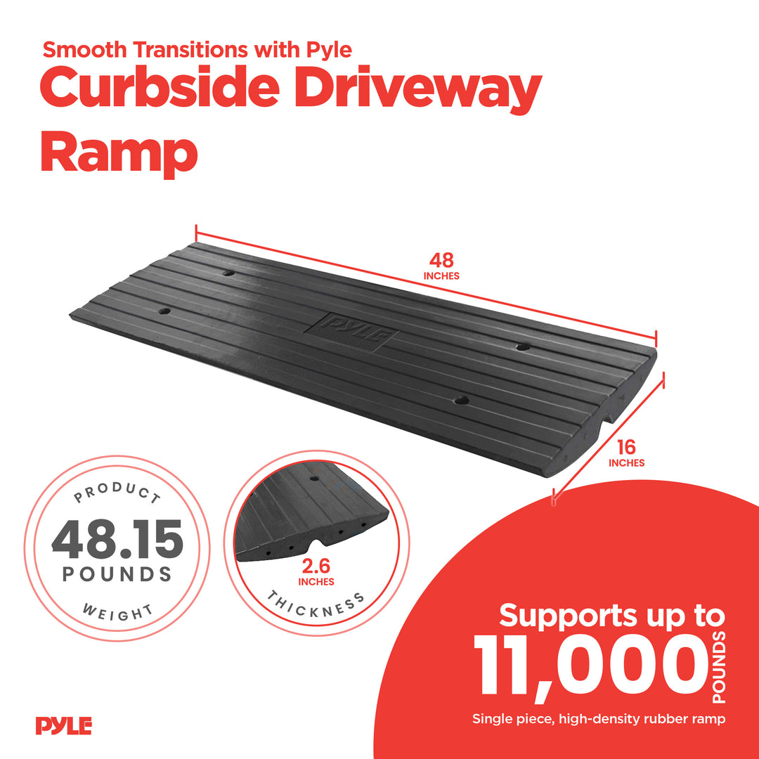 Pyle Car/Truck Rubber Curbside Driveway Ramp Threshold Bridge Track (Open Box) - VMInnovations