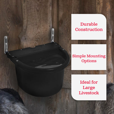 Little Giant 20 Quart Heavy Duty Mountable Plastic Fence Feeder Bucket, Black