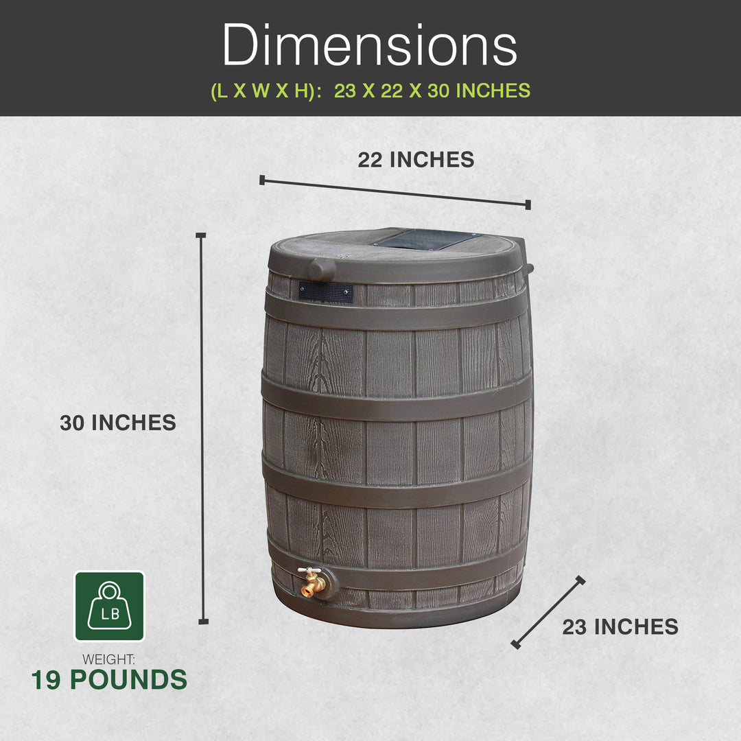 Good Ideas Rain Wizard 50 Gallon Rain Barrel Water Collector, Oak (2 Pack) - VMInnovations