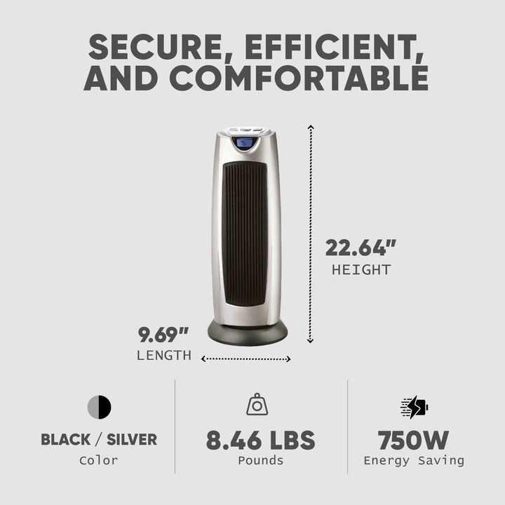 Geneva Industrial Ceramic Oscillating Tower Heater 2 Setting Fan w/Remote (Used)