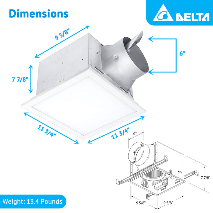 Delta Breez Fan Edge-Lit LED Adjustable Color Light, 80/110 CFM, White(Open Box)