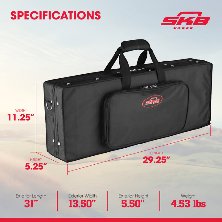 SKB 27”x 9” DJ Foot Controller Small MIDI Keyboard Soft Case Padded Bag, Black