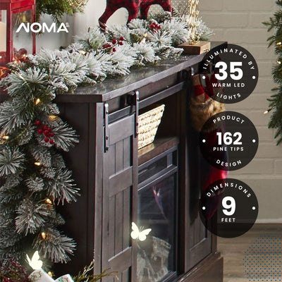 Noma Snow Dusted Berry 9 Ft Pre Lit Garland Home Holiday Mantle Decor (Open Box) - VMInnovations