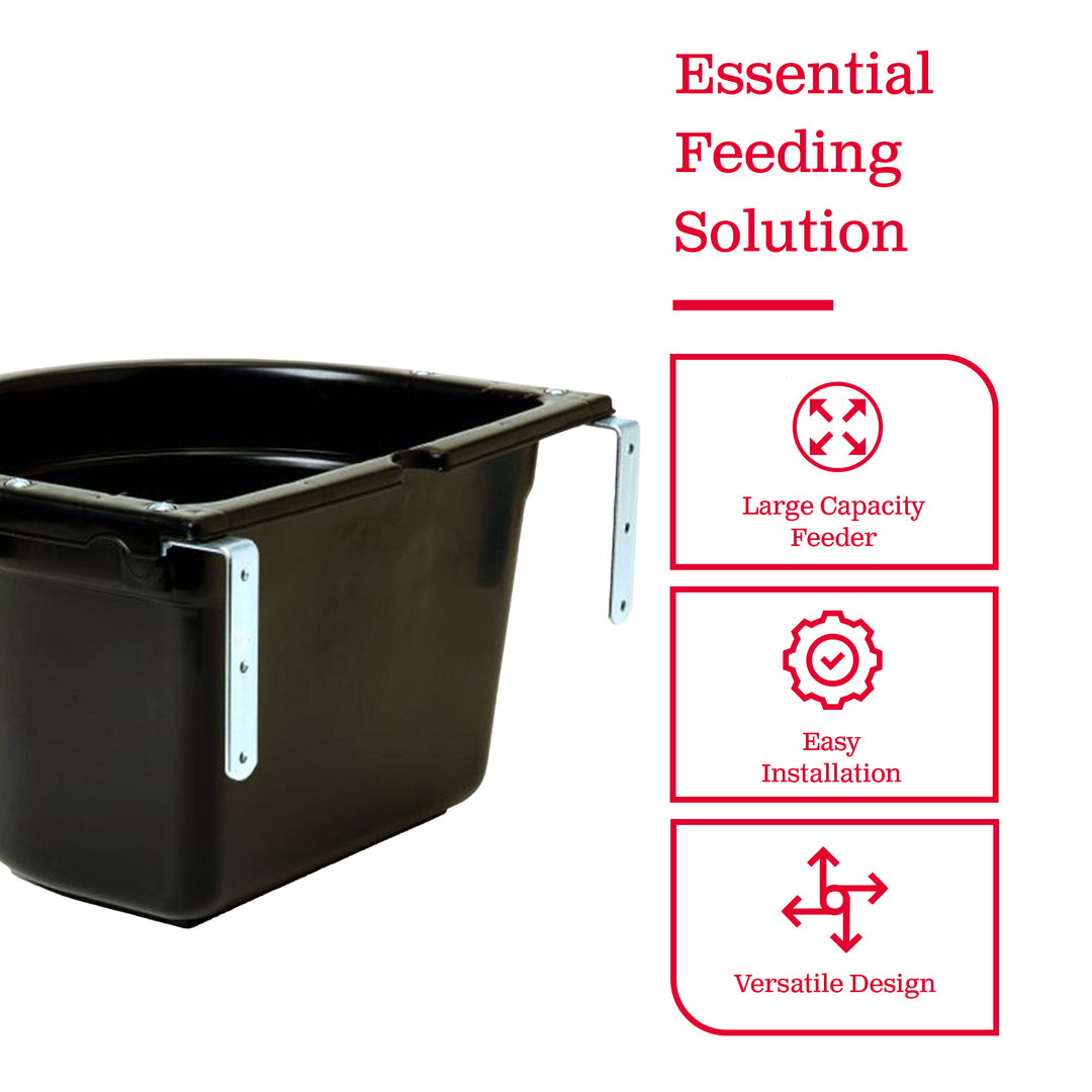 Little Giant 20 Quart Heavy Duty Mountable Plastic Fence Feeder Bucket, Black - VMInnovations