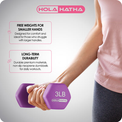 HolaHatha 146 Pound Neoprene Dumbbell Full Body Weight Set with Storage Rack