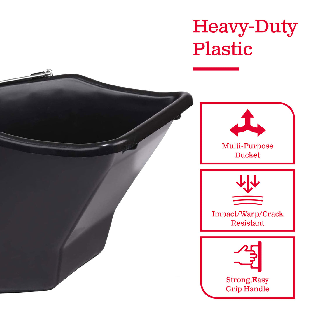 Little Giant 20-Quart Plastic Flat Back Livestock Feed Bucket, Black (Open Box) - VMInnovations