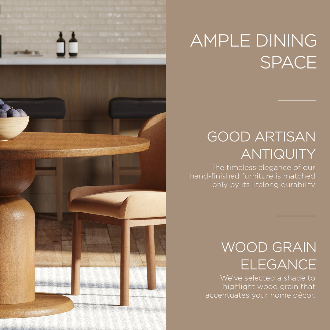 Mila Contemporary Round Wooden Dining Table in Refined Brown Finish - VMInnovations