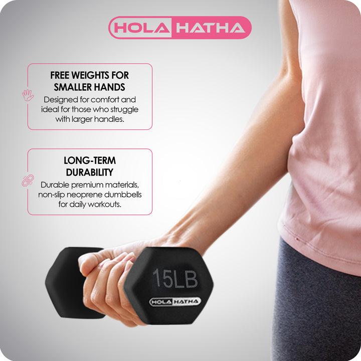 HolaHatha 3, 5, 8, 10, 12 & 15Lb Dumbbell Weight Set w/Storage Rack (For Parts) - VMInnovations