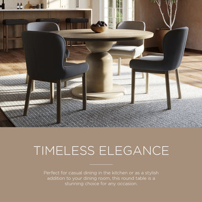 Mila Contemporary Round Wooden Dining Table in Refined Grey Finish - VMInnovations