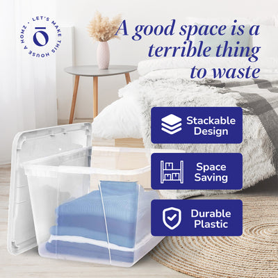 56qt Snaplock Clear Plastic Storage Container w/ Secure Lid, 2 Pack (Open Box) - VMInnovations
