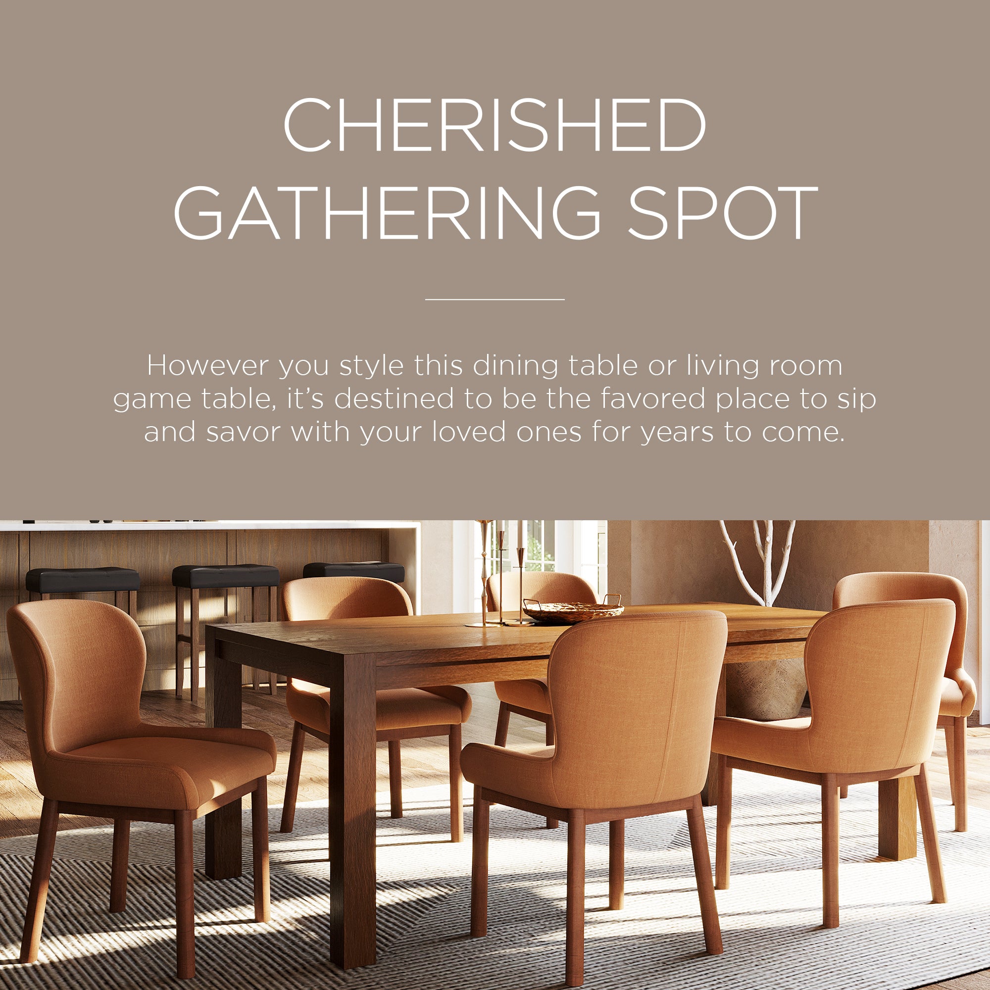 Cleo Contemporary Wooden Dining Table in Refined Brown Finish