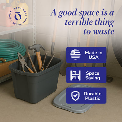 Homz 10 Gallon Durable Molded Plastic Storage Bin with Secure Lid (Open Box) - VMInnovations
