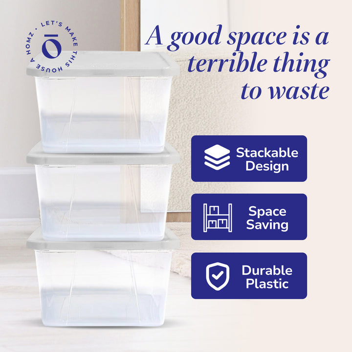 Homz 6 Qt Multipurpose Plastic Storage Containers with Latching Lid, (10 Pack)
