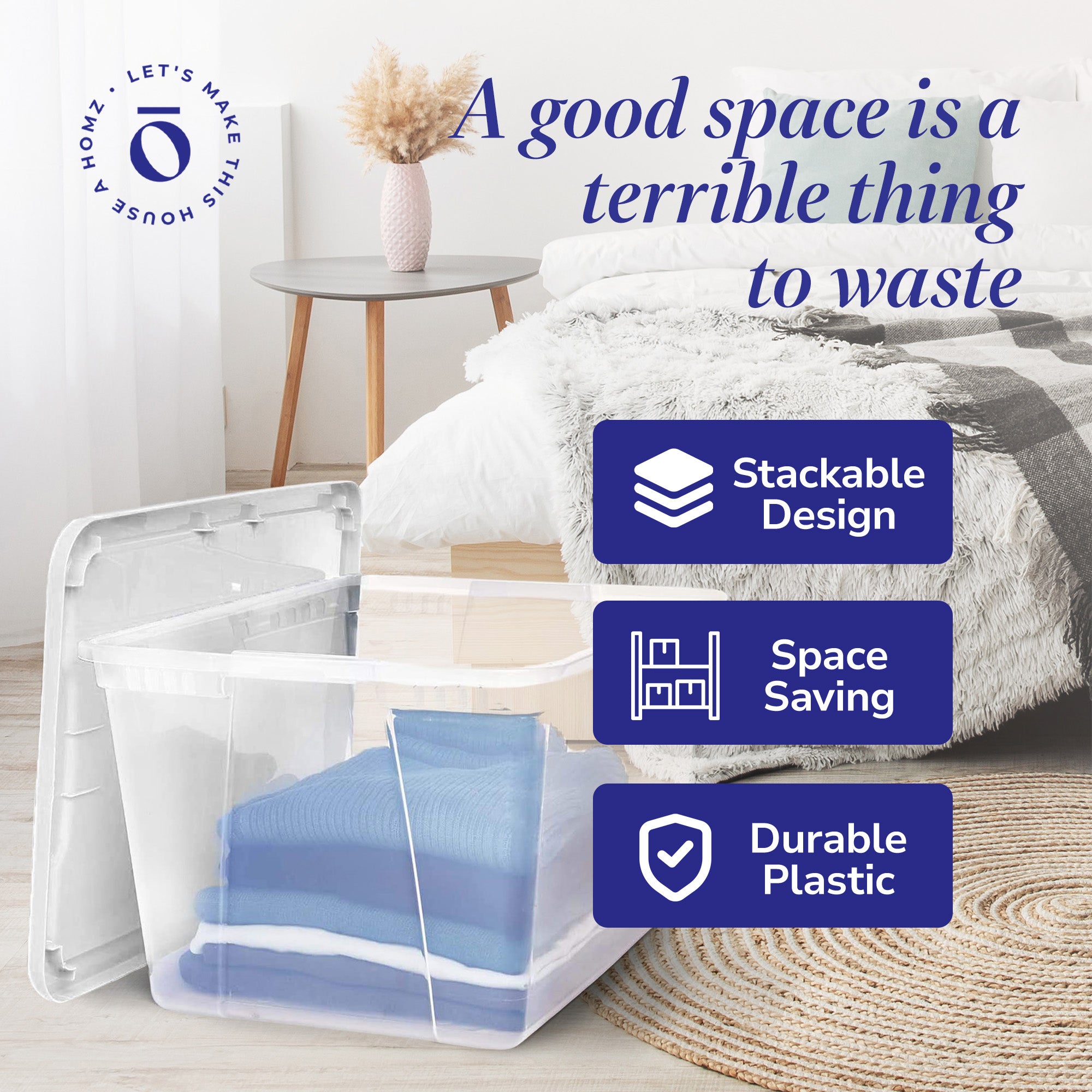56qt Snaplock Clear Plastic Storage Container Bin w/ Secure Lid, 2 Pack (Used) - VMInnovations
