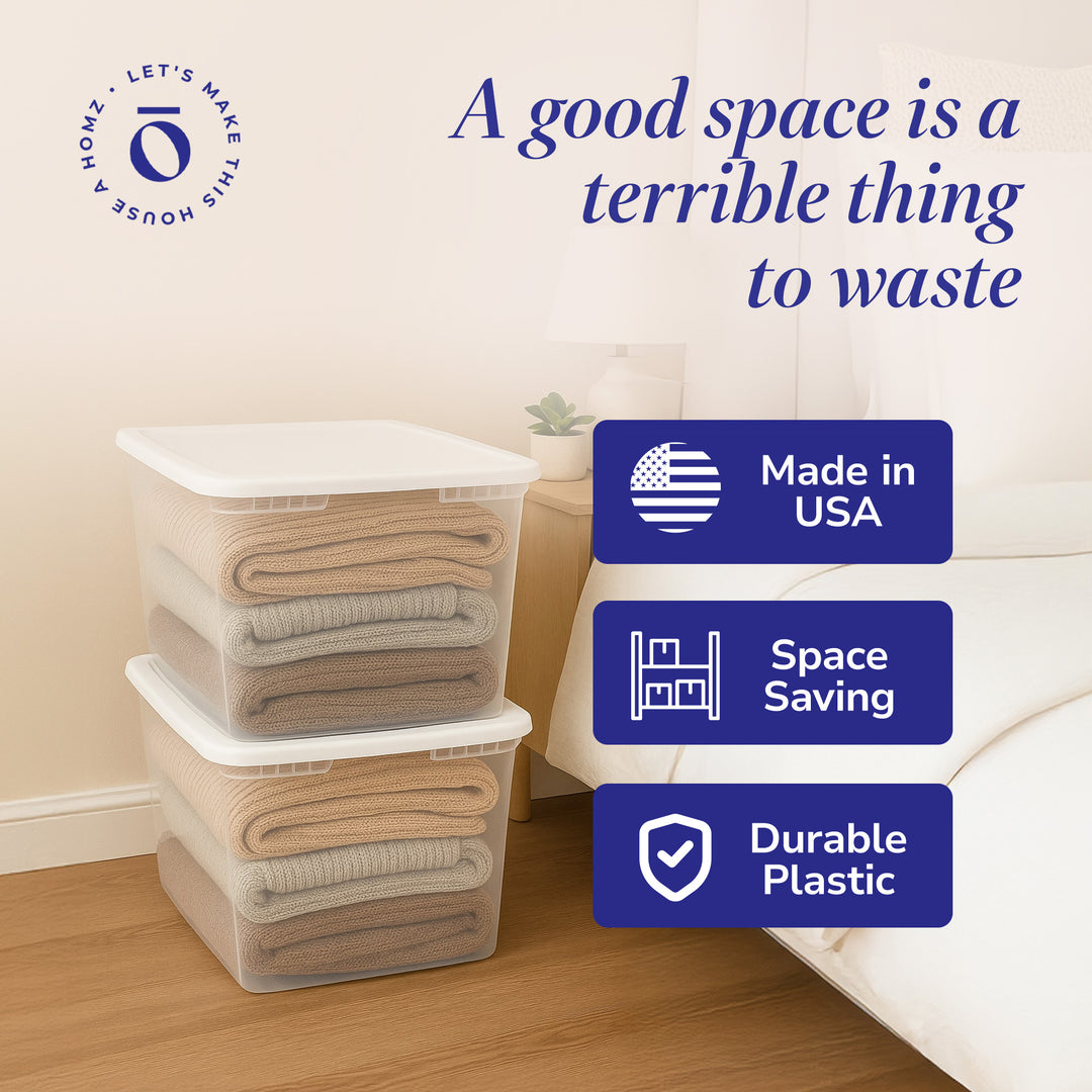 Homz 56 Qt Plastic Storage Container w/Snaplock Lid, Blue (2pk) (Open Box) - VMInnovations