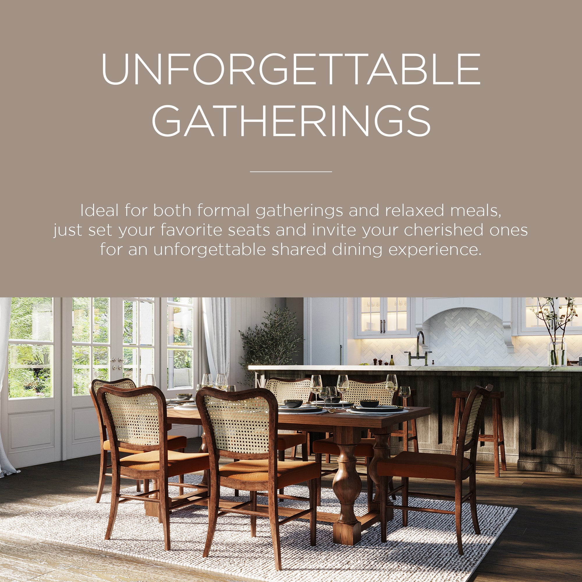 Maven Lane Leon Traditional Wooden Dining Table in Antiqued Natural Finish - VMInnovations