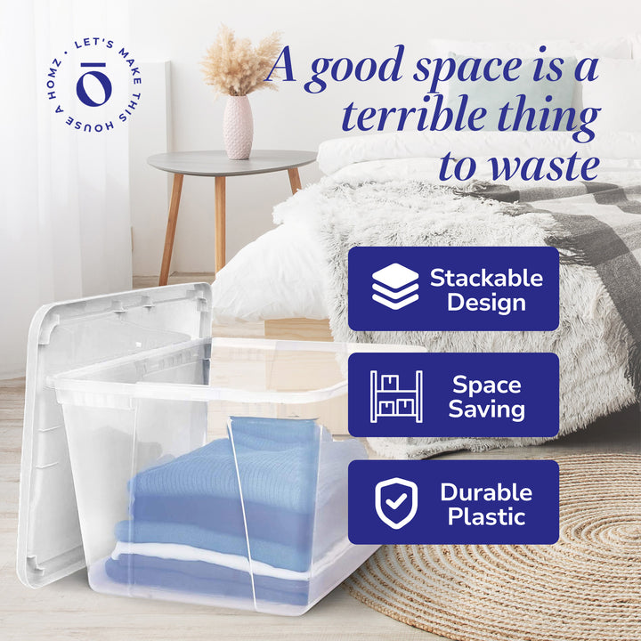 56qt Snaplock Clear Plastic Storage Container Bin w/ Secure Lid, 2 Pack (Used) - VMInnovations