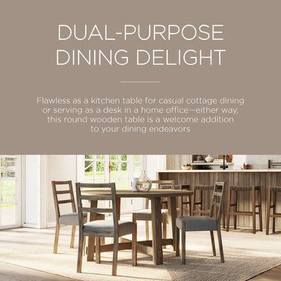 Maven Lane Sasha Round Wooden Dining Table in Weathered Grey Finish (For Parts) - VMInnovations