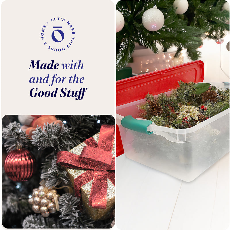 Homz 64 Qt Holiday Decor Plastic Storage Bin w/ Latching Lid, 6 Pack (Open Box)