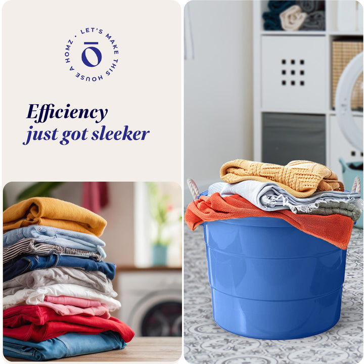 18 Gal Plastic Storage Round Utility Tub w/ Handles, Blue (2 Pack) (Open Box)