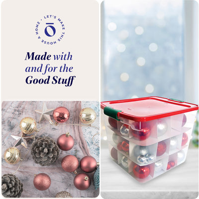 HOMZ 31 Qt Holiday Clear Storage Container w/ Latching Handles(4 Pk)(Used) - VMInnovations
