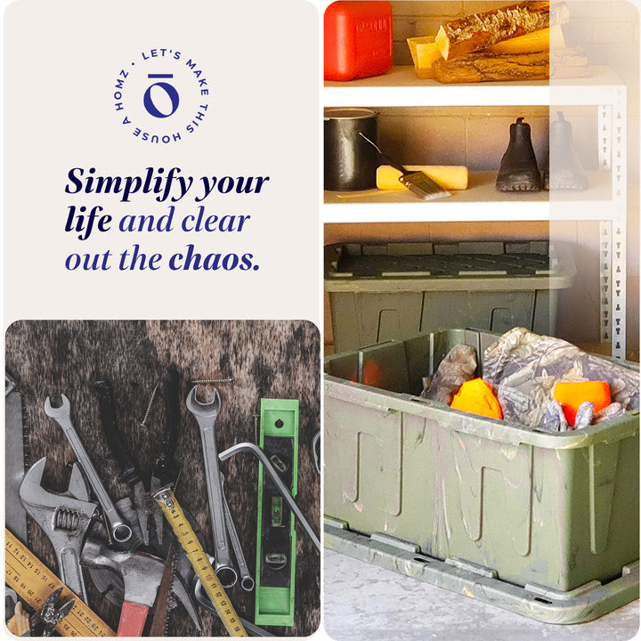 HOMZ Durabilt 27 Gal Storage Tote with Lid, Green Camo (2 Pack) (Open Box)