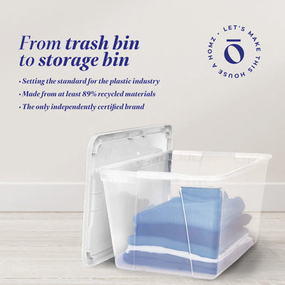 56qt Snaplock Clear Plastic Storage Container Bin w/ Secure Lid, 2 Pack (Used) - VMInnovations