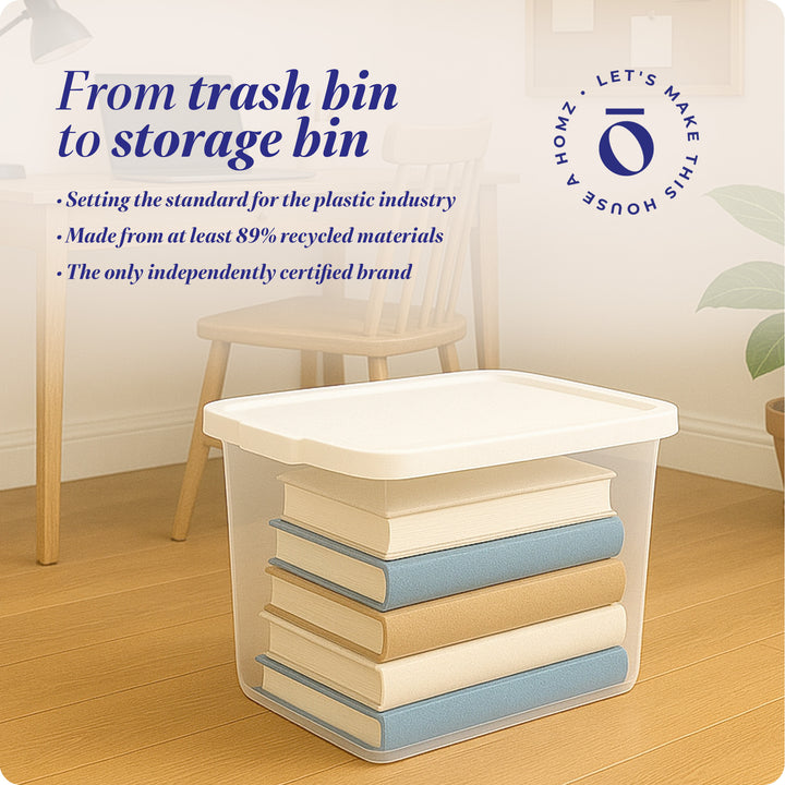 Homz 56 Qt Stackable Plastic Storage Container with Snaplock Lid, Blue (2 Pack) - VMInnovations