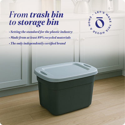 Homz 10 Gallon Durable Molded Plastic Storage Bin with Secure Lid (Open Box) - VMInnovations