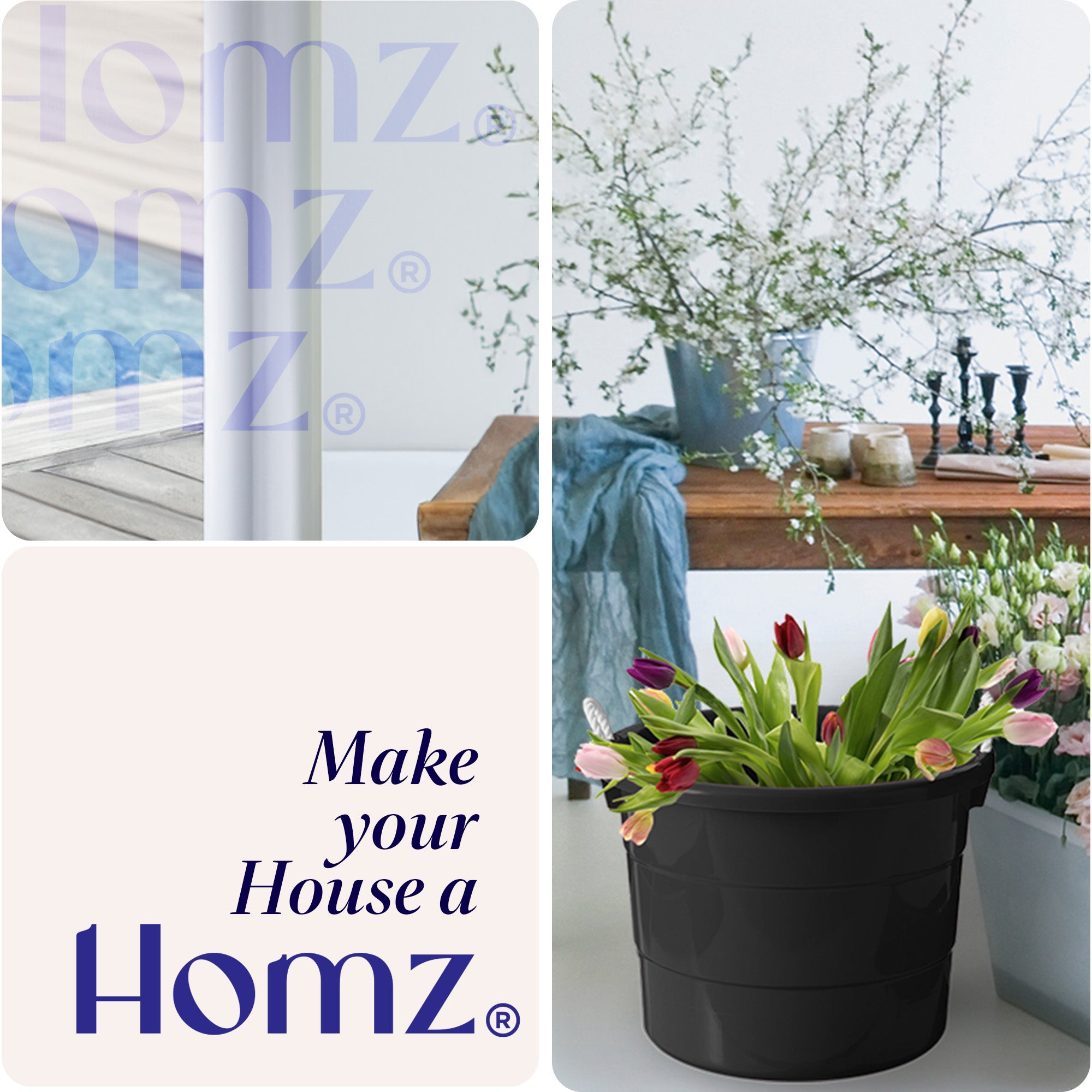 Homz 18 Gal Plastic Storage Bucket Tub w/ Rope Handles, Black, 2 Pack (Open Box)