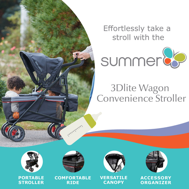 Summer Infant 3Dlite Wagon Convenience Lightweight Stroller for Infant & Toddler