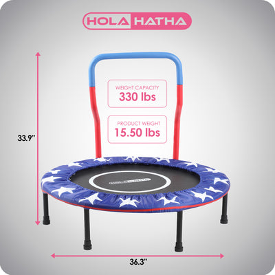 HolaHatha Kids Trampoline with Handle, Mini Indoor/Outdoor Rebounder, 3 Foot - VMInnovations