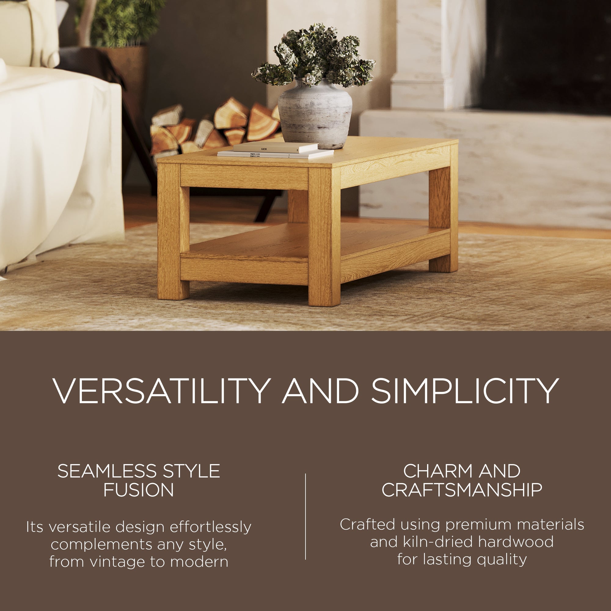 Maven Lane Paulo Wooden Coffee Table in Weathered Natural Finish (Used) - VMInnovations
