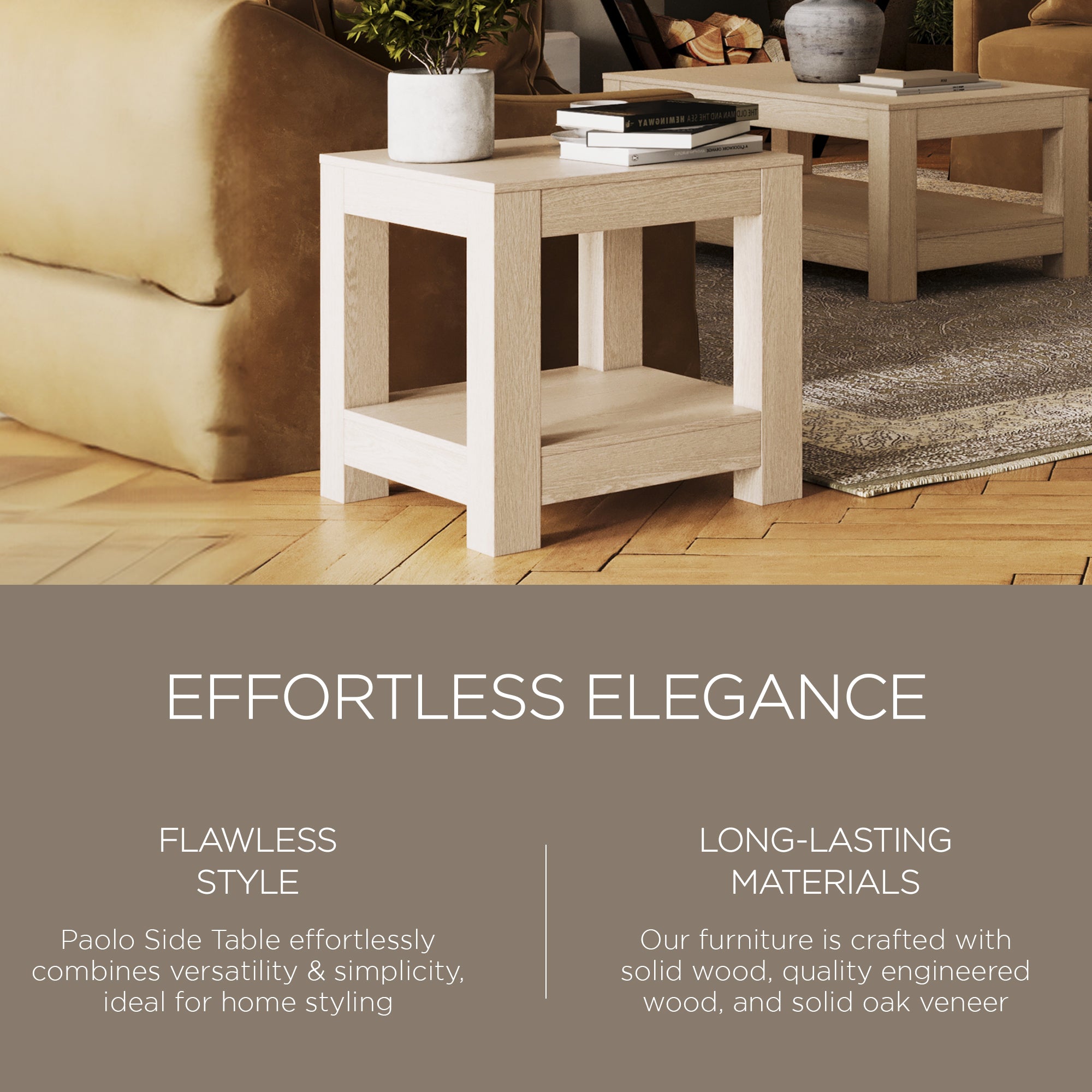 Maven Lane Paulo Wooden Side Table in Weathered Grey Finish (Open Box) - VMInnovations