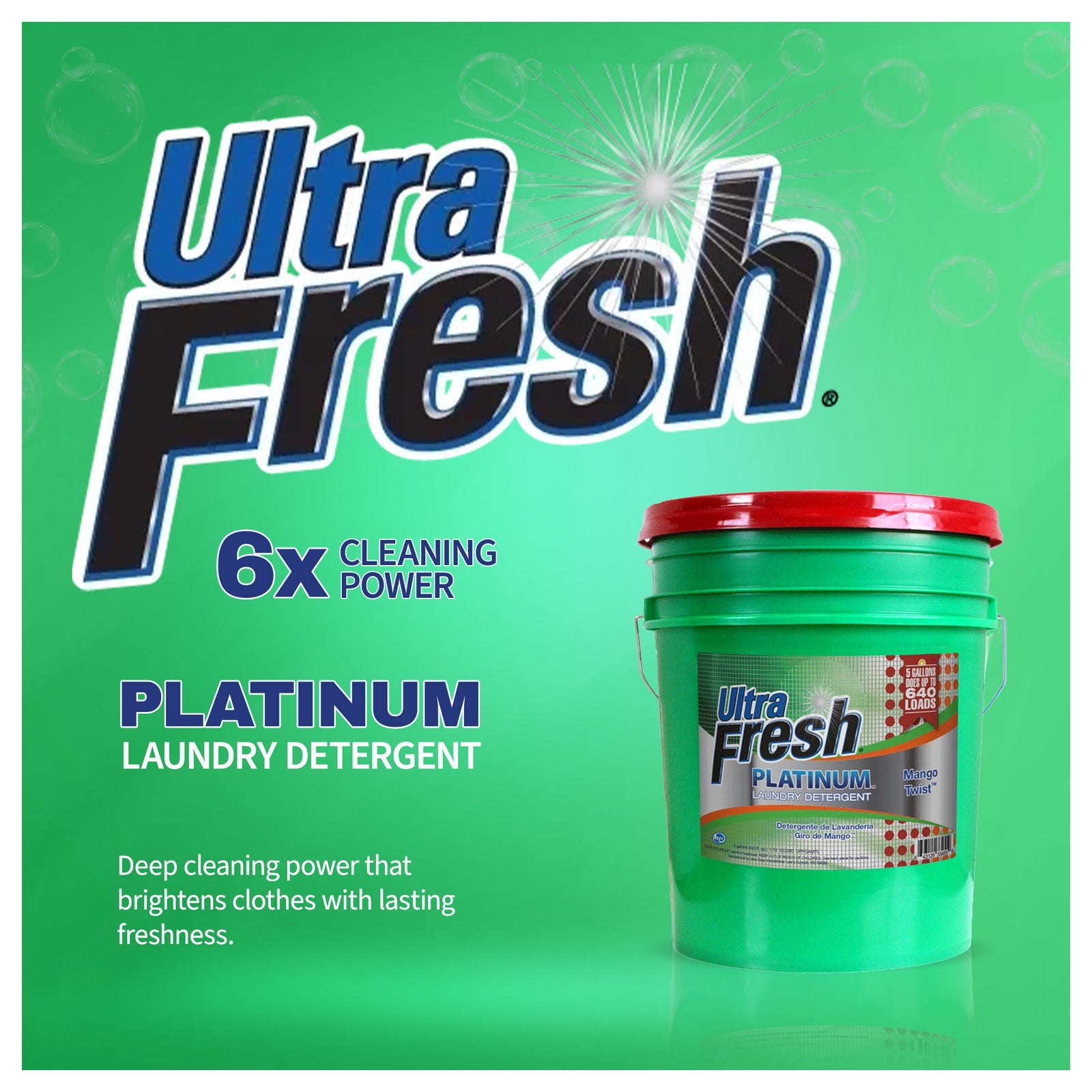Ultra Fresh 3X Platinum Laundry Detergent, Up to 640 Loads, Mango Twist, 5 Gal - VMInnovations