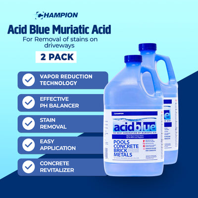 Champion Acid Blue Muriatic Acid for Removal of Stains on Driveways (2 Pack) - VMInnovations