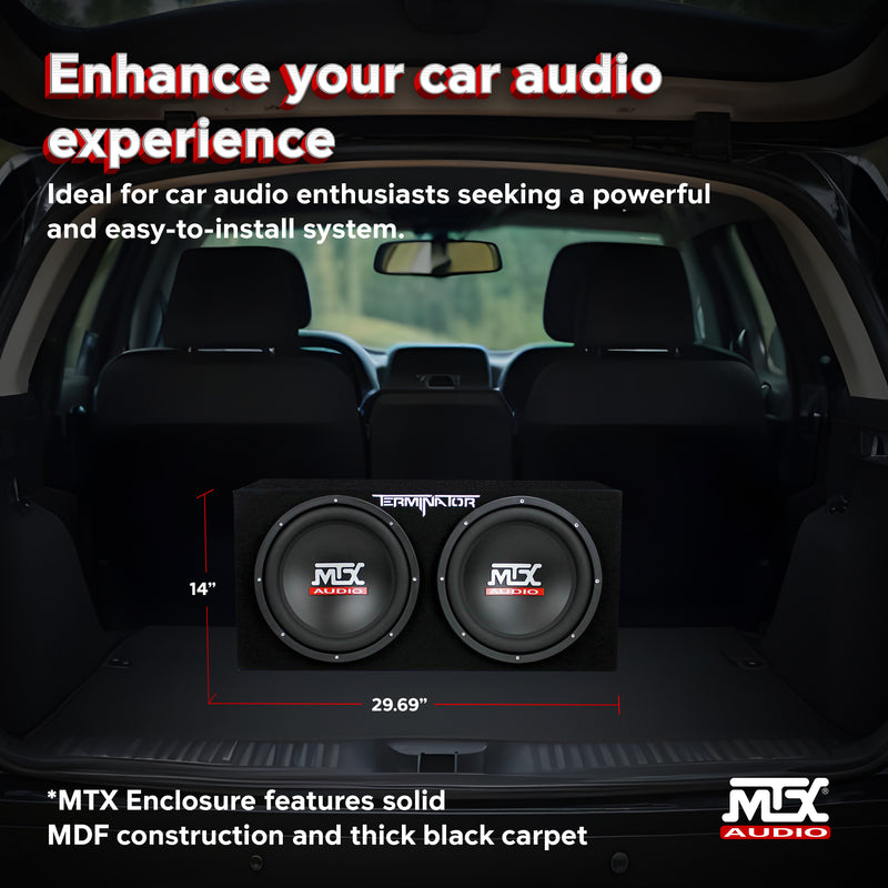 MTX TNE212D 12-Inch 1200-Watt Car Audio Dual Loaded Subwoofer Box Enclosure