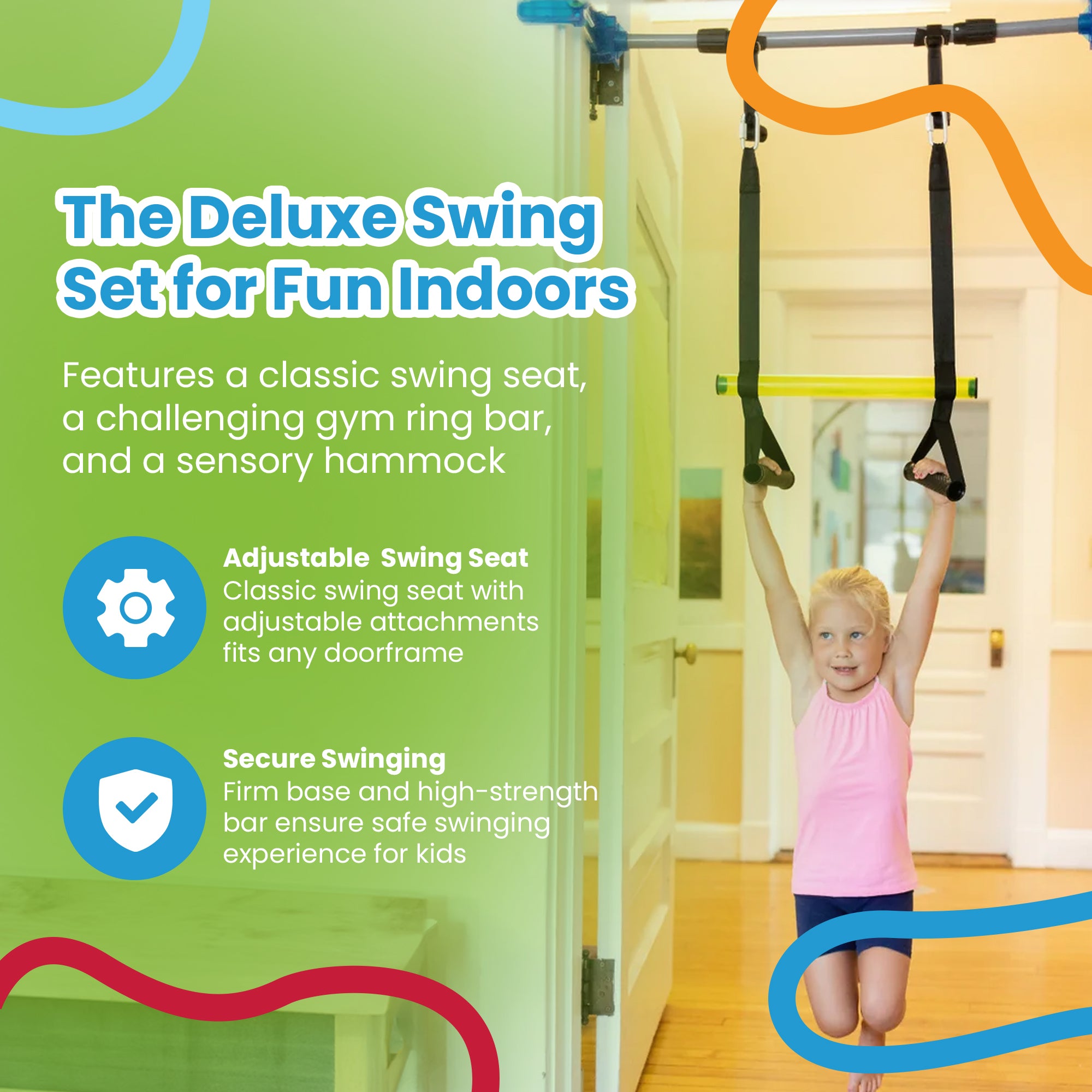 Playzone Kidtrix Doorway Deluxe Swing Kit w/Adjustable Attachment for Indoor Use (Used) - VMInnovations