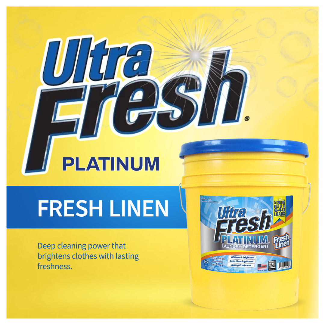 Ultra Fresh Platinum 5 Gal Laundry Detergent, Up to 640 Loads, Fresh Linen Scent - VMInnovations