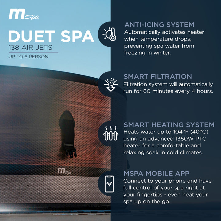 MSpa Duet 138 Jets 930L 6 Person Hot Tub Spa w/Control Box, Woodgrain (Used) - VMInnovations