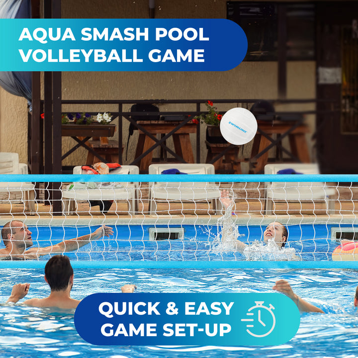 Swimline Pool Adjustable Volleyball Net 2 Ball Game Set w/Stable Bases(Open Box) - VMInnovations