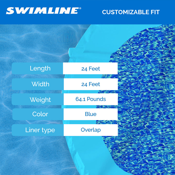 Swimline 24 Foot Swirl Blue Round Above Ground Swimming Pool Wall Overlap Liner