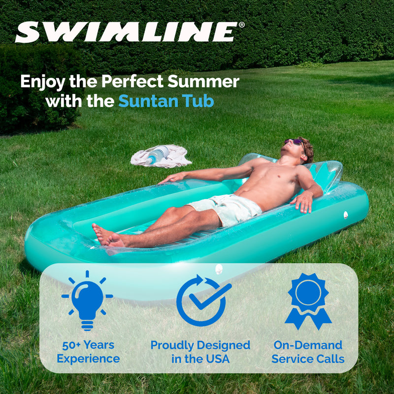 Swimline Original Inflatable Suntan Tub Lounge Float with Adjustable Shade, Mint