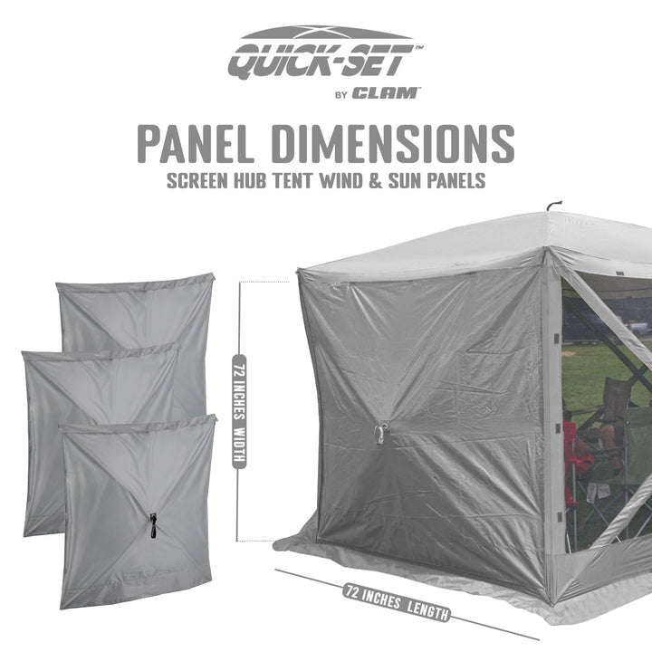 CLAM Quick-Set Screen Hub Tent Wind & Sun Panels, Accessory Only (3 pack) (Used)