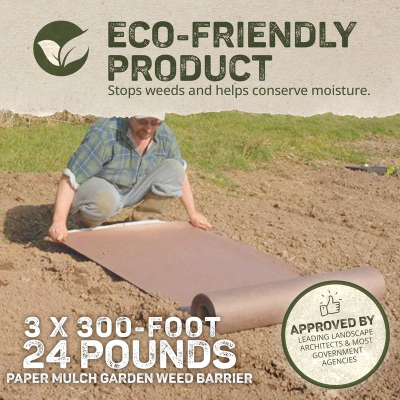 DeWitt NAT3300 3 x 300 Ft Natural Biodegradable Paper Mulch Garden Weed Barrier