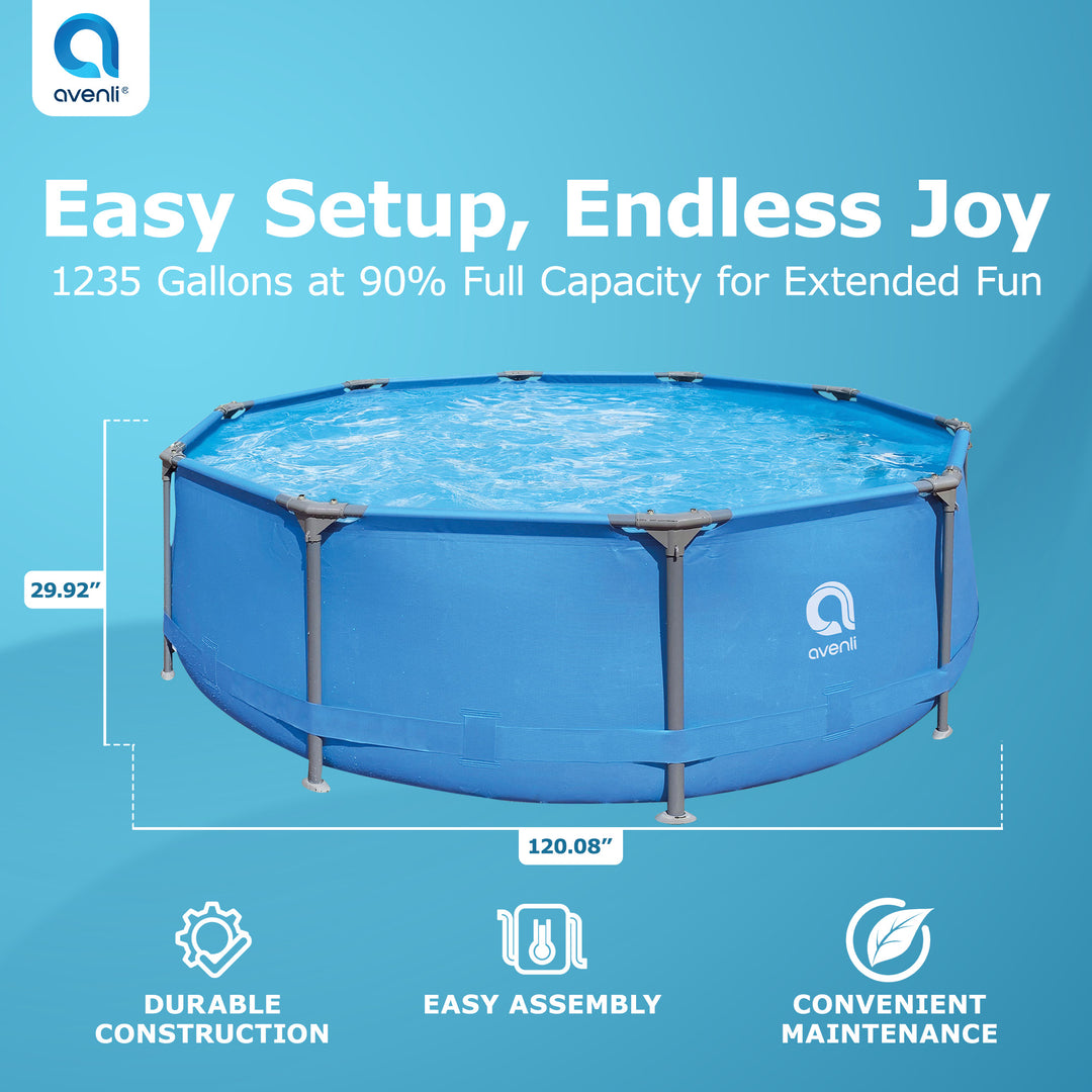 JLeisure Avenli 10'x30" Steel Frame Above Ground Outdoor Swimming Pool Set(Used)
