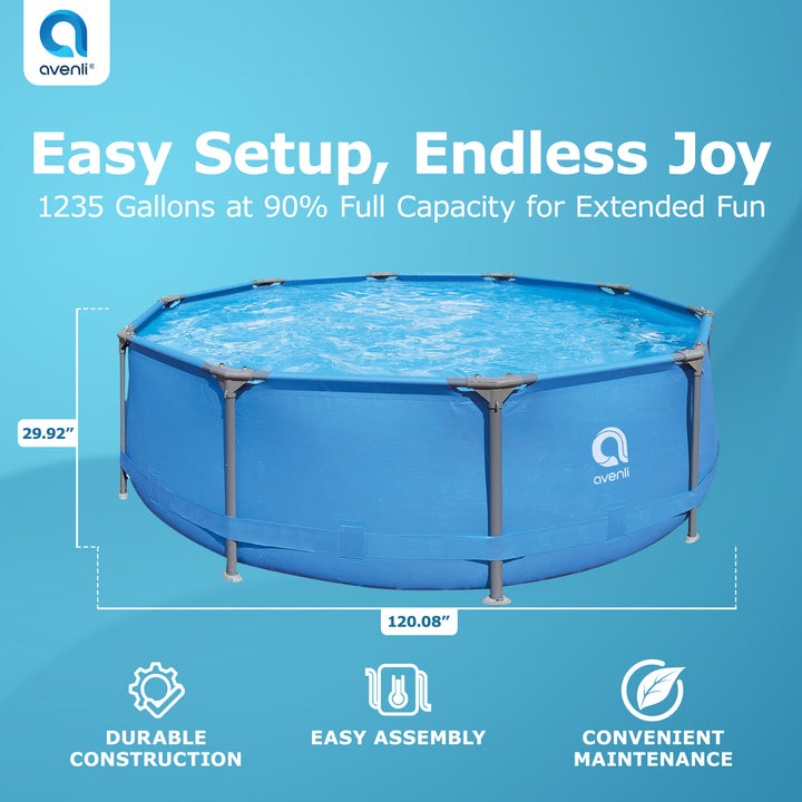 JLeisure Avenli 10'x30" Steel Frame Above Ground Outdoor Swimming Pool Set(Used)